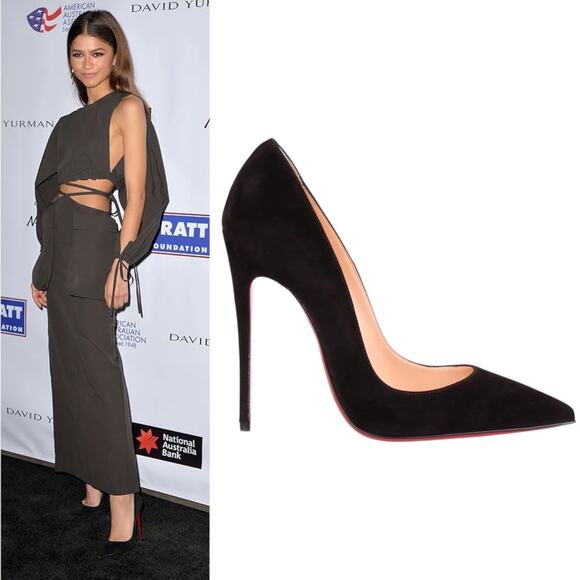 Christian Louboutin So Kate 120 Suede Pointed Toe Pumps Black Size 38 - Picture 2 of 13